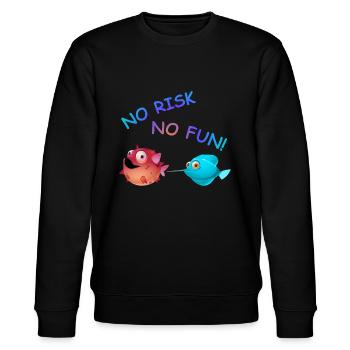 Puffer fish - no risk - no fun! - Stanley/Stella CHANGER Unisex Organic Sweatshirt - black - Front - Nik (191cm) & Marisol (170cm)