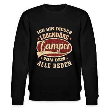 Camper ich bin dieser legendäre Camper - Stanley/Stella Unisex Bio-Sweatshirt CHANGER  - Schwarz - Vorne - Nik (191cm) & Marisol (170cm)