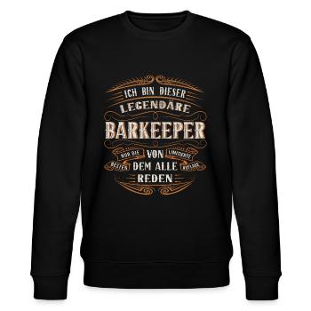 Barkeeper ich bin dieser legendäre Barkeeper - Stanley/Stella Unisex Bio-Sweatshirt CHANGER  - Schwarz - Vorne - Nik (191cm) & Marisol (170cm)