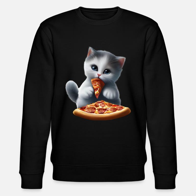 Cat eats pizza - Stanley/Stella CHANGER Unisex Organic Sweatshirt - black