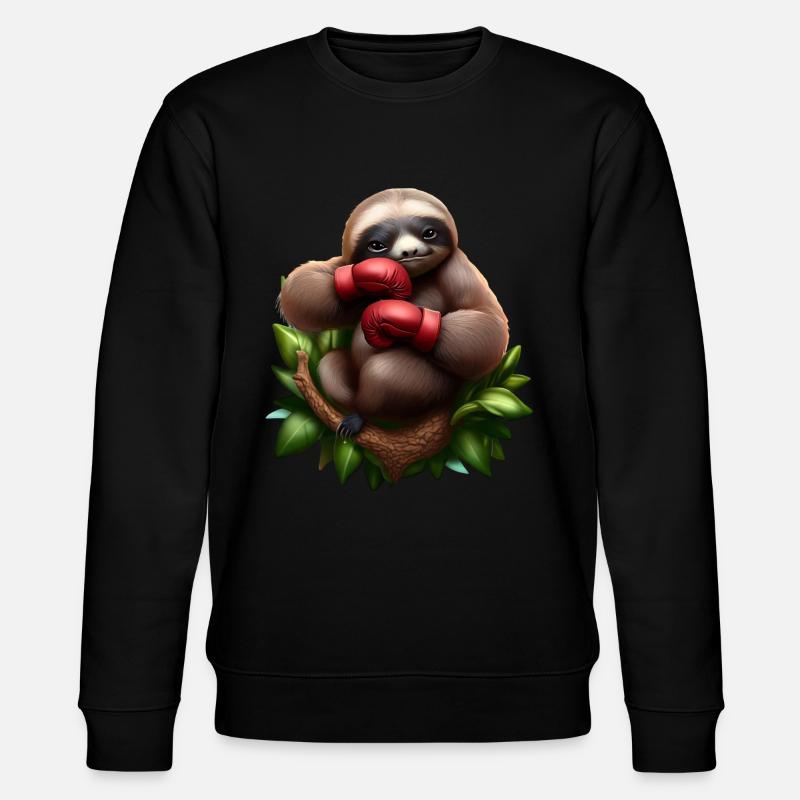 Boxendes Faultier auf Baum - Stanley/Stella Unisex Bio-Sweatshirt CHANGER  - Schwarz