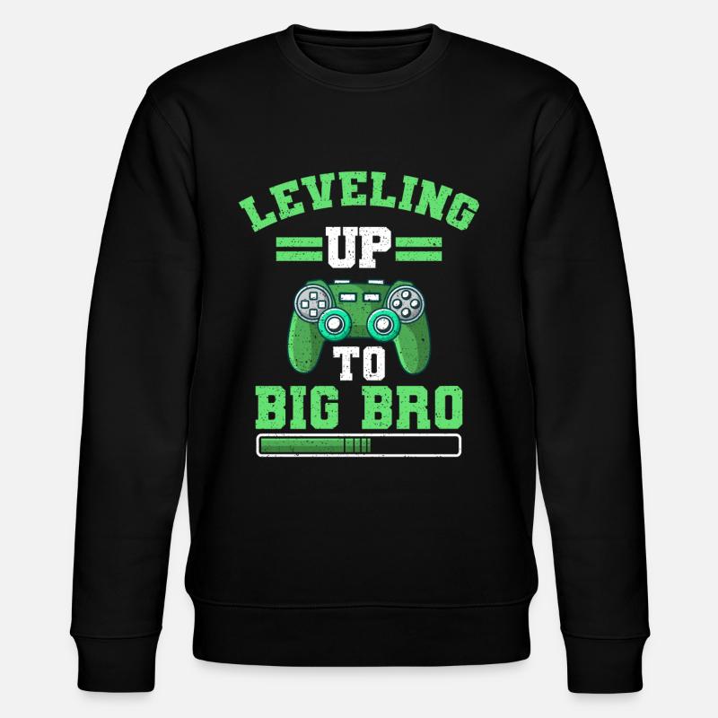 Leveling Up To Big Bro Gift - Stanley/Stella CHANGER Unisex Organic Sweatshirt - black