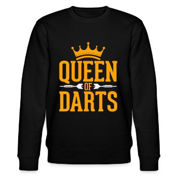 The Queen of Darts Game of Darts - Stanley/Stella Unisex Bio-Sweatshirt CHANGER  - Schwarz - Vorne - Nik (191cm) & Marisol (170cm)