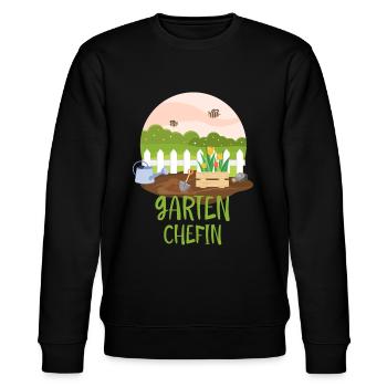 Eine Garten Chefin lustige Garten Sprüche - Stanley/Stella Unisex Bio-Sweatshirt CHANGER  - Schwarz - Vorne - Nik (191cm) & Marisol (170cm)
