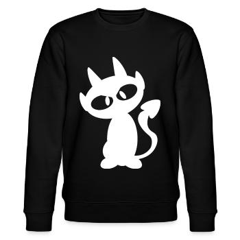 Kleiner böser weißer Teufel T-Shirt - Stanley/Stella Unisex Bio-Sweatshirt CHANGER  - Schwarz - Vorne - Nik (191cm) & Marisol (170cm)