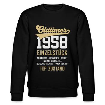 68. GEBURTSTAG OLDTIMER 1958 - Stanley/Stella Unisex Bio-Sweatshirt CHANGER  - Schwarz - Vorne - Nik (191cm) & Marisol (170cm)