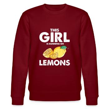 Lemonade Zitrone Limonade Limonaden Stand Design - Stanley/Stella Unisex Bio-Sweatshirt CHANGER  - Burgunderrot - Vorne - Nik (191cm) & Marisol (170cm)