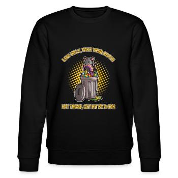 Possum Design für Opossum Liebhaber und Possum - Stanley/Stella Unisex Bio-Sweatshirt CHANGER  - Schwarz - Vorne - Nik (191cm) & Marisol (170cm)
