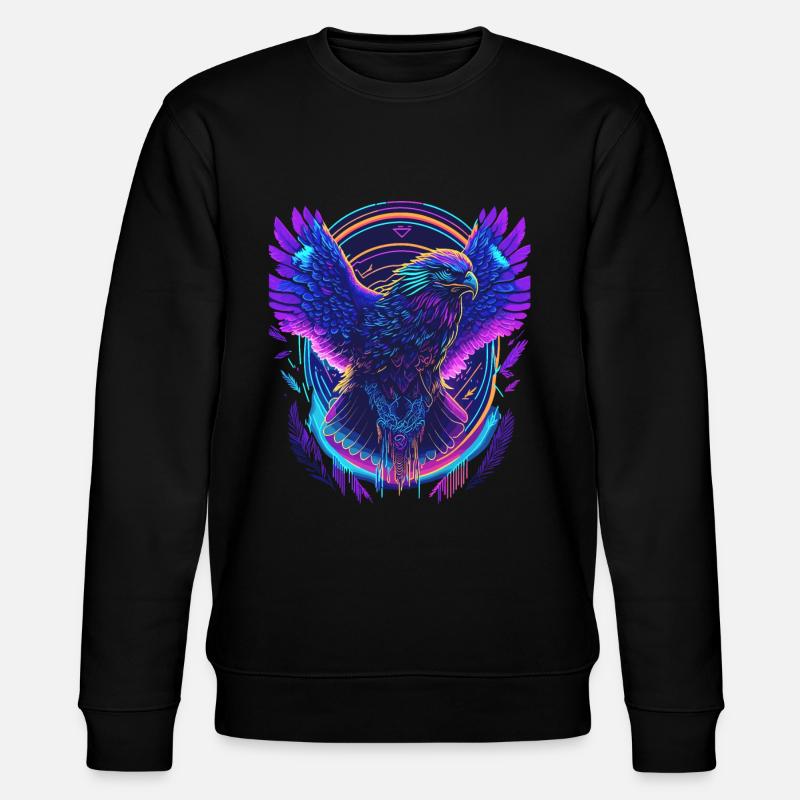 Flying Eagle Synthwave - Stanley/Stella CHANGER Unisex Organic Sweatshirt - black
