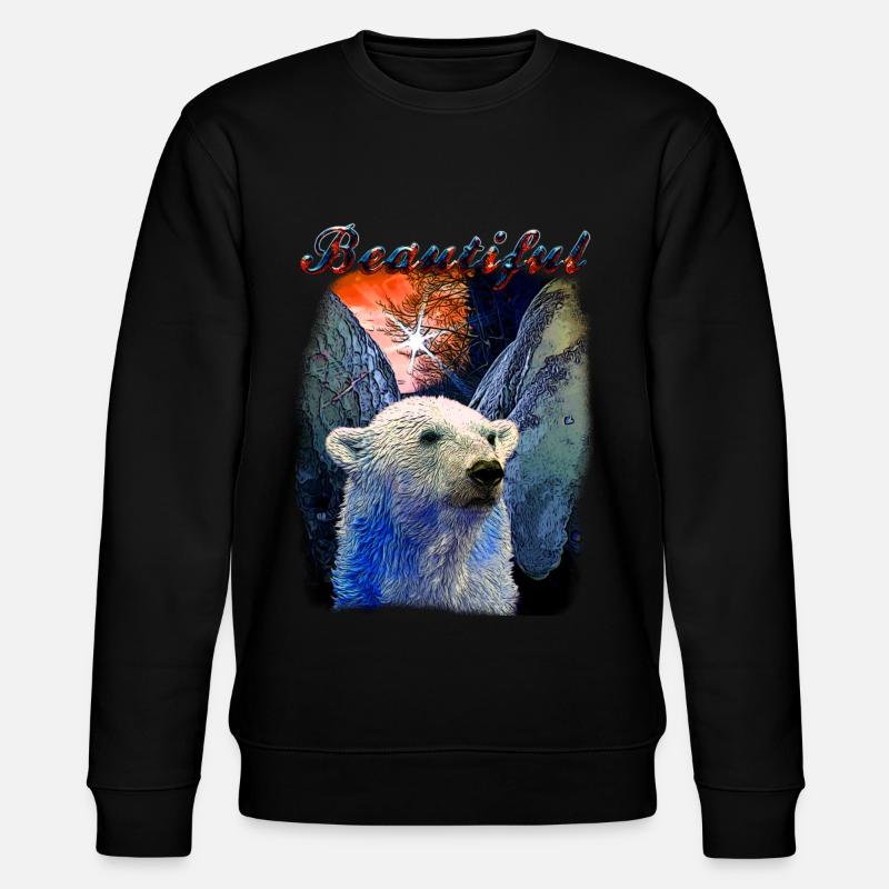 Wunderschöner Eisbär - Stanley/Stella Unisex Bio-Sweatshirt CHANGER  - Schwarz