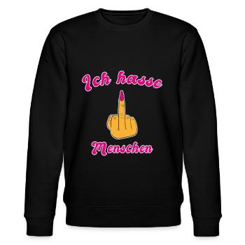 Ich Hasse Menschen Mittelfinger Frau - Stanley/Stella Unisex Bio-Sweatshirt CHANGER  - Schwarz - Vorne - Nik (191cm) & Marisol (170cm)