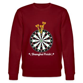 Shanghai Finish Darts Dartboard - Stanley/Stella CHANGER Unisex Organic Sweatshirt - burgundy - Front - Nik (191cm) & Marisol (170cm)