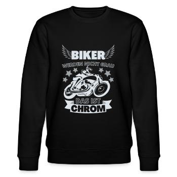 Biker werden nicht grau - das ist Chrom - Stanley/Stella Unisex Bio-Sweatshirt CHANGER  - Schwarz - Vorne - Nik (191cm) & Marisol (170cm)