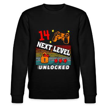 14. Geburtstag Level freigeschaltet - Stanley/Stella Unisex Bio-Sweatshirt CHANGER  - Schwarz - Vorne - Nik (191cm) & Marisol (170cm)