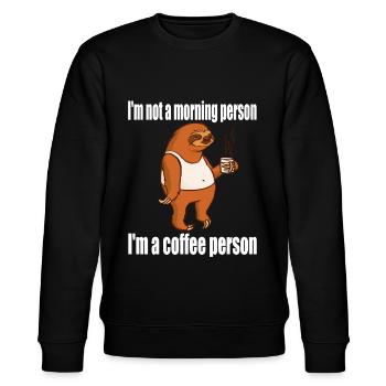 Ich bin kein Morgenmensch, ich bin ein Kaffeemensch - Stanley/Stella Unisex Bio-Sweatshirt CHANGER  - Schwarz - Vorne - Nik (191cm) & Marisol (170cm)
