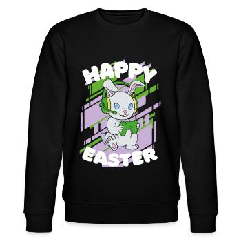 Frohe Ostern, Gamer Bunny, Osterhase, Spiel - Stanley/Stella Unisex Bio-Sweatshirt CHANGER  - Schwarz - Vorne - Nik (191cm) & Marisol (170cm)