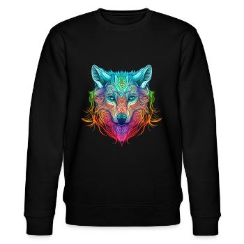 Rainbow Ghost Wolf Portrait - Stanley/Stella CHANGER Unisex Organic Sweatshirt - black - Front - Nik (191cm) & Marisol (170cm)
