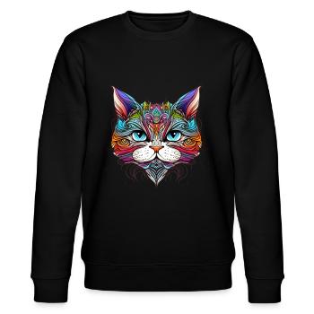 Rainbow Cat Portrait - Stanley/Stella CHANGER Unisex Organic Sweatshirt - black - Front - Nik (191cm) & Marisol (170cm)