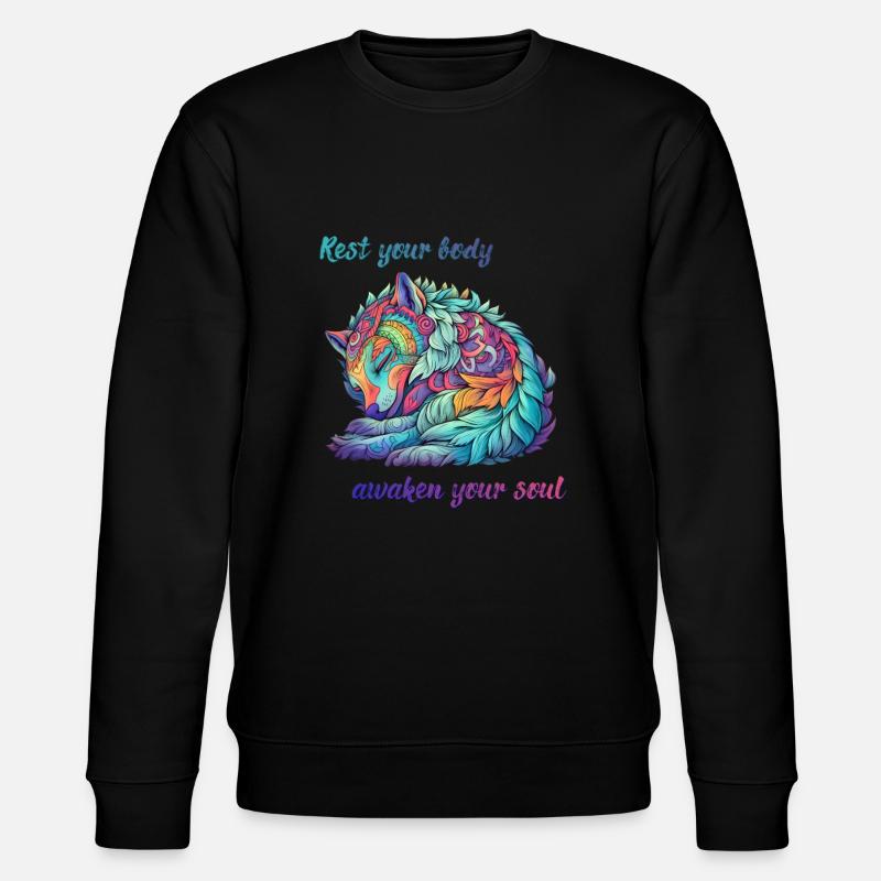Awaken your soul - Regenbogen Geisterwolf - Stanley/Stella Unisex Bio-Sweatshirt CHANGER  - Schwarz