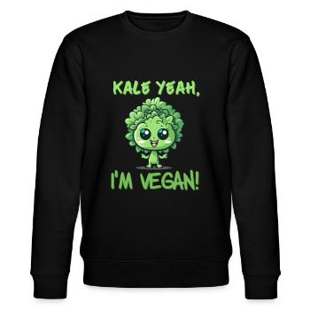 Kale yeah I m vegan - Grünkohl - Stanley/Stella Unisex Bio-Sweatshirt CHANGER  - Schwarz - Vorne - Nik (191cm) & Marisol (170cm)