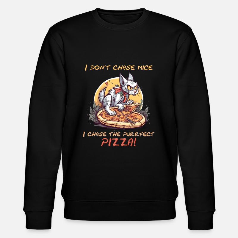 PizzaCat - Purrfect Pizza - Stanley/Stella Unisex Bio-Sweatshirt CHANGER  - Schwarz