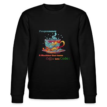 Programmer - Coffee into Code - Stanley/Stella Unisex Bio-Sweatshirt CHANGER  - Schwarz - Vorne - Nik (191cm) & Marisol (170cm)