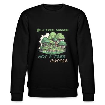 Be a tree hugger - Stanley/Stella CHANGER Unisex Organic Sweatshirt - black - Front - Nik (191cm) & Marisol (170cm)
