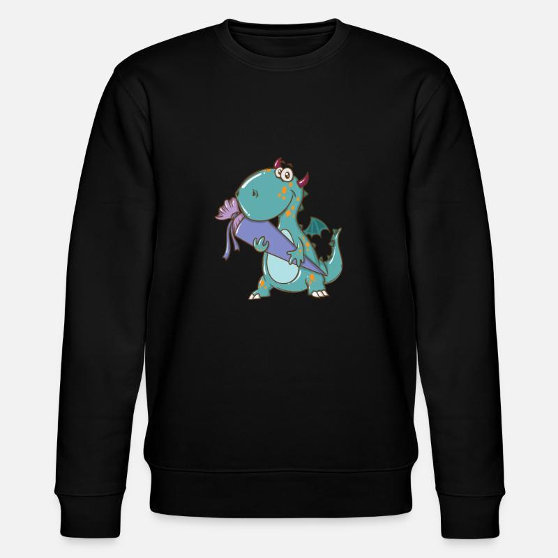 Dino mit Schultüte - Stanley/Stella Unisex Bio-Sweatshirt CHANGER  - Schwarz