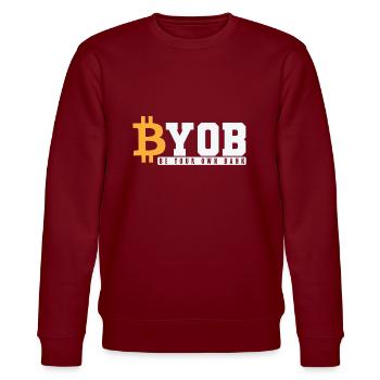 Be your own Bank Bitcoin Wallet - Stanley/Stella CHANGER Unisex Organic Sweatshirt - burgundy - Front - Nik (191cm) & Marisol (170cm)