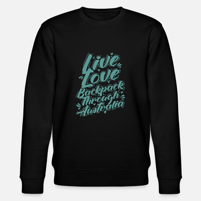 Live Love Backpack through Australia - Stanley/Stella Unisex Bio-Sweatshirt CHANGER  - Schwarz