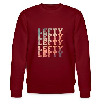 Lefty Left-handers write conversion - Stanley/Stella CHANGER Unisex Organic Sweatshirt - burgundy - Front - Nik (191cm) & Marisol (170cm)