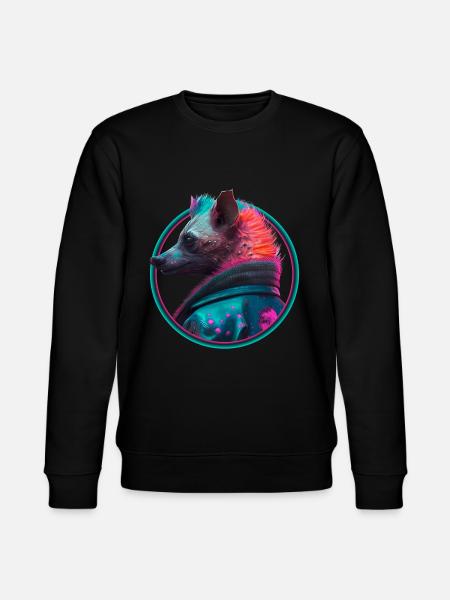 Punk hyena in leather jacket - Stanley/Stella CHANGER Unisex Organic Sweatshirt - black