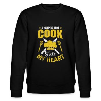 A Super Hot Cook Stole my Heart Koch Hobby - Stanley/Stella Unisex Bio-Sweatshirt CHANGER  - Schwarz - Vorne - Nik (191cm) & Marisol (170cm)