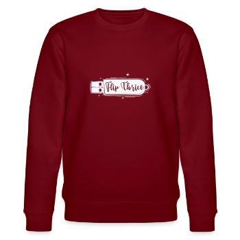 Flip Thrice USB Stick Retro Storage Module - Stanley/Stella CHANGER Unisex Organic Sweatshirt - burgundy - Front - Nik (191cm) & Marisol (170cm)