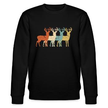 Cerf Chasse Retro Cerf Chasseur Cerf Chasse - Sweat bio CHANGER Stanley/Stella Unisexe - noir - Devant - Nik (191cm) & Marisol (170cm)
