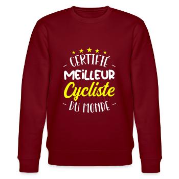 Certifié meilleur cycliste du monde - Sweat bio CHANGER Stanley/Stella Unisexe - bordeaux - Devant - Nik (191cm) & Marisol (170cm)