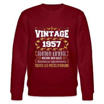 vintage 1957 | Toutes Les Pièces D'origine - Sweat bio CHANGER Stanley/Stella Unisexe - bordeaux - Devant - Nik (191cm) & Marisol (170cm)