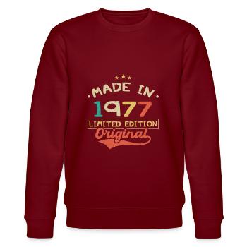 Baujahr 1977 | Limited Edition 1977 | Original - Stanley/Stella Unisex Bio-Sweatshirt CHANGER  - Burgunderrot - Vorne - Nik (191cm) & Marisol (170cm)