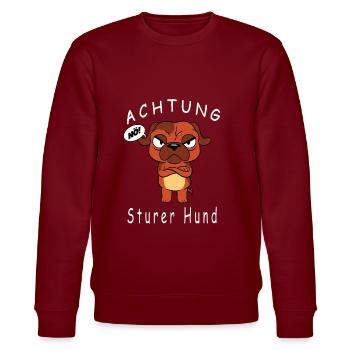 Sturer Hund Dickkopf Sturer Bock - Stanley/Stella Unisex Bio-Sweatshirt CHANGER  - Burgunderrot - Vorne - Nik (191cm) & Marisol (170cm)