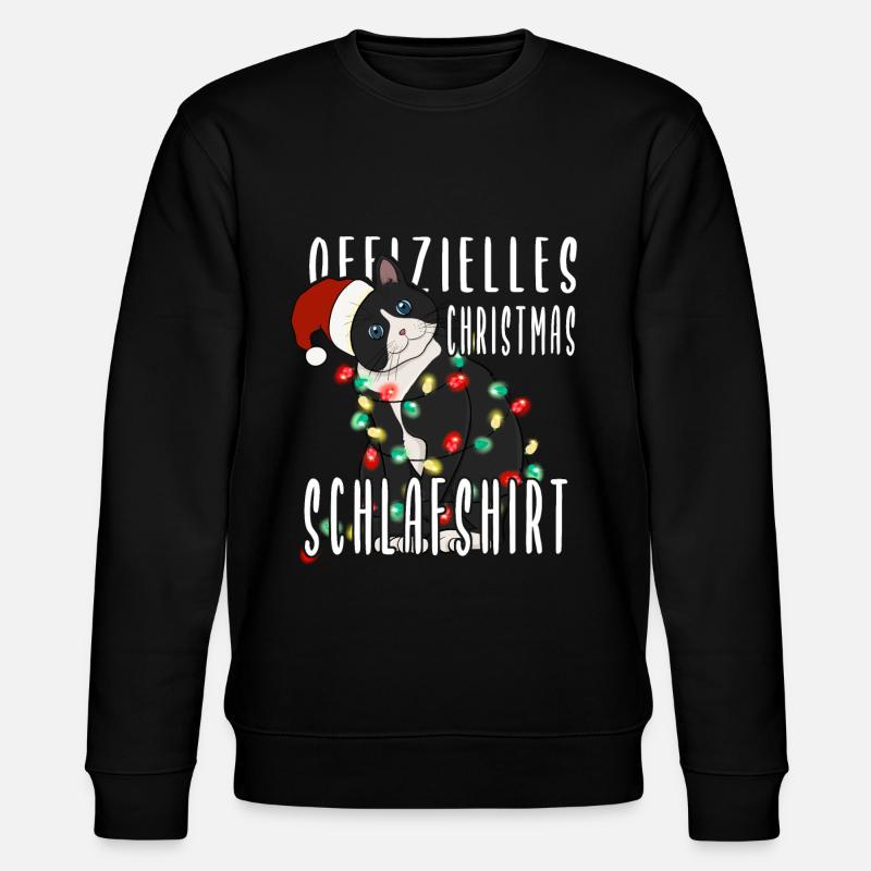 Cat Christmas Sleeping Shirt - Stanley/Stella CHANGER Unisex Organic Sweatshirt - black