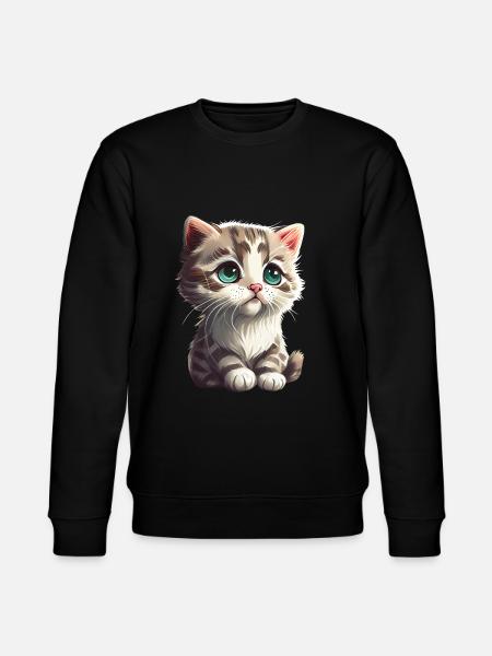 Cat Kitten Gift - Stanley/Stella CHANGER Unisex Organic Sweatshirt - black