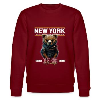 New York - Stanley/Stella Unisex Bio-Sweatshirt CHANGER  - Burgunderrot - Vorne - Nik (191cm) & Marisol (170cm)