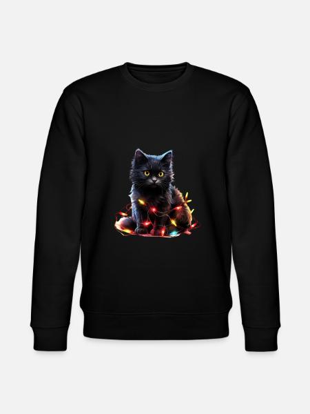Christmas Lights Cat Christmas - Stanley/Stella CHANGER Unisex Organic Sweatshirt - black