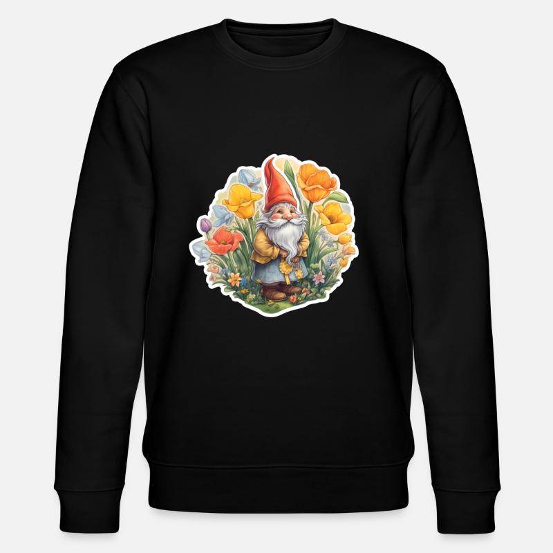 Zwerg in einer Blumenwiese - Stanley/Stella Unisex Bio-Sweatshirt CHANGER - Schwarz