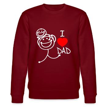Ich liebe Papa DE - Stanley/Stella Unisex Bio-Sweatshirt CHANGER  - Burgunderrot - Vorne - Nik (191cm) & Marisol (170cm)