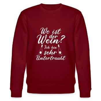 Weinfest Rotwein Weinrebe Pfalz Tradition Geschenk - Stanley/Stella Unisex Bio-Sweatshirt CHANGER  - Burgunderrot - Vorne - Nik (191cm) & Marisol (170cm)