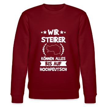 Steiermark Steirer Österreich Dirndl Geschenk - Stanley/Stella Unisex Bio-Sweatshirt CHANGER  - Burgunderrot - Vorne - Nik (191cm) & Marisol (170cm)