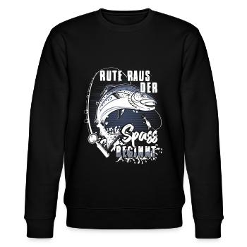 Rute Raus Der Spass Beginnt Angler Fische Geschenk - Stanley/Stella Unisex Bio-Sweatshirt CHANGER  - Schwarz - Vorne - Nik (191cm) & Marisol (170cm)