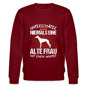 Whippet Hunde Hund Geschenk - Stanley/Stella Unisex Bio-Sweatshirt CHANGER  - Burgunderrot - Vorne - Nik (191cm) & Marisol (170cm)