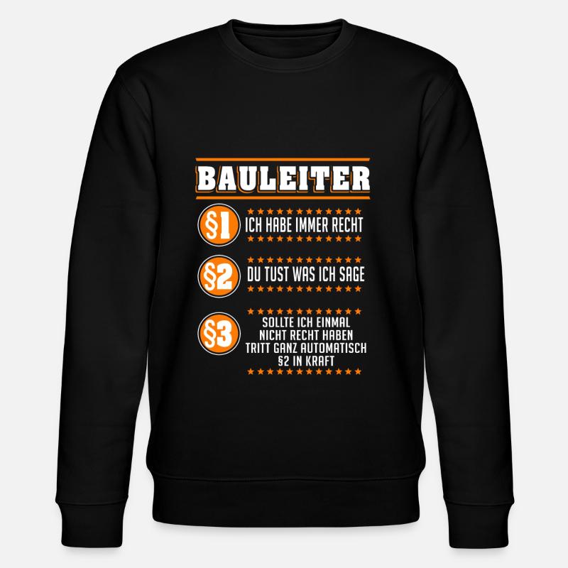 Bauleiter Baustelle Straßenbauer Geschenk - Stanley/Stella Unisex Bio-Sweatshirt CHANGER  - Schwarz
